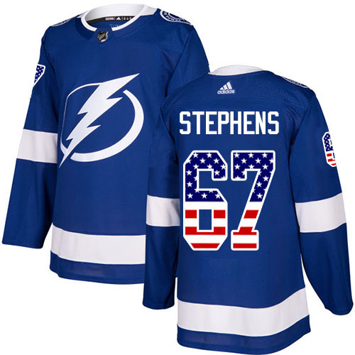 Adidas Tampa Bay Lightning #67 Mitchell Stephens Blue Home Authentic USA Flag Youth Stitched NHL Jersey